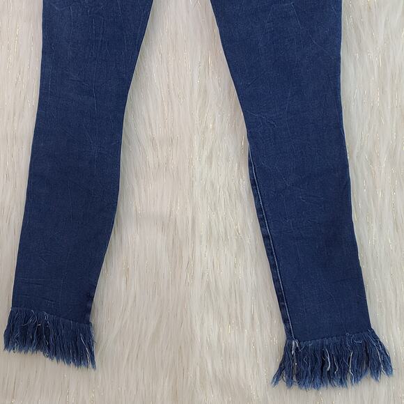 Frame Le Skinny de Jeanne Crop Cantine Stretch Raw Frayed Hem Dark Wash Size 26 - Picture 10 of 12